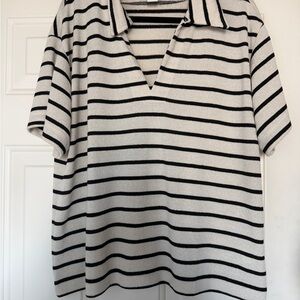 H&M Black and White Striped Short Sleeve Top